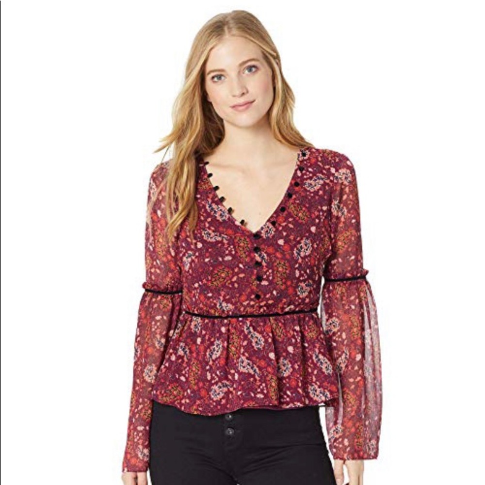 Cupcakes & cashmere fall floral blouse sz 6